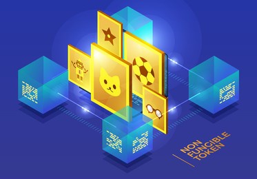 nft non-fungible token vector illustrations.