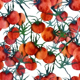 cherry tomatoes seamless pattern