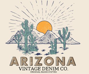 arizona cactus line vector t-shirt design. desert vibes artwork.