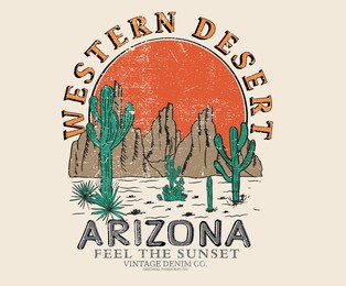 cactus desert vibes t-shirt design.  western desert design artwork for apparel and others