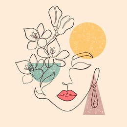 poster with minimal woman face on white background.
