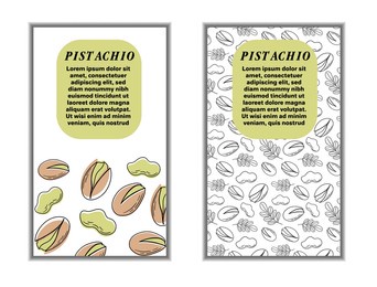 set of cards (banners, tags, package) with hand draw nuts - hazelnut, pistachio. modern vector illustration isolated on white background.