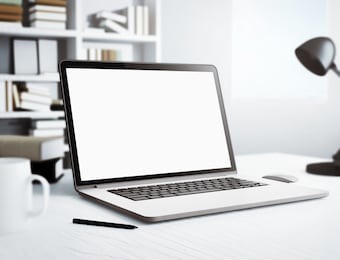 laptop in white room