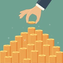 hand put coin to money staircase