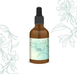 a bottle-dropper with cosmetic oil for the face. oil for cosmetic procedures and for facial massage. a bottle with dark glass. eps10.