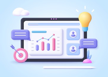 concept of project initiation.  project managment, life cycle. 3d vector illustration.