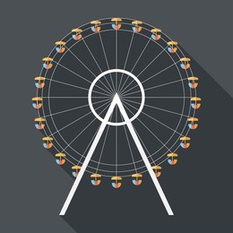 ferris wheel icon. flat design style modern vector illustration. isolated on stylish color background. flat long shadow icon. elements in flat design.