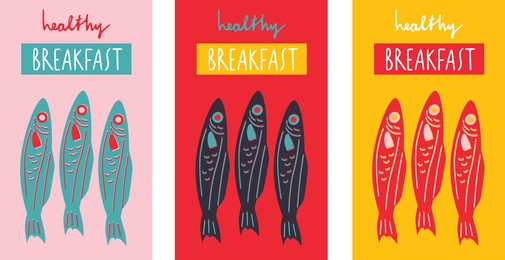 breakfast poster seafood. vector illustration. 