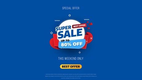 sale banner template design with geometric background , big sale special offer up to 80% off. super sale, end of season special offer banner. vector illustration.