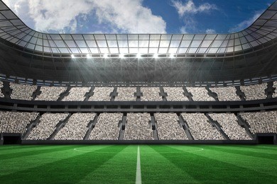 digitally generated large football stadium with white fans