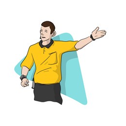 professional soccer referee hand drawn illustration vector isolated on white background.