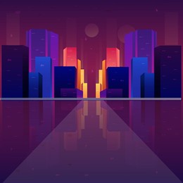 vector abstract image of a night city