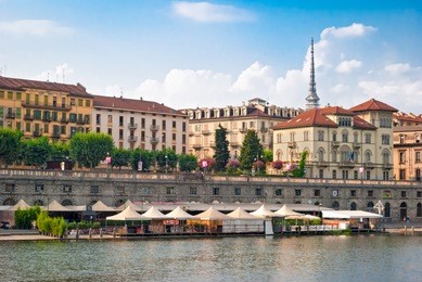 turin (torino), river po and murazzi