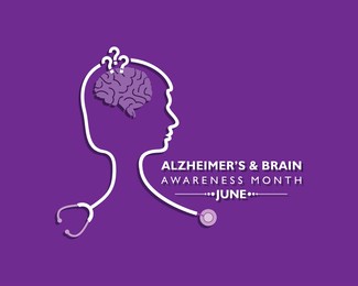 vector illustration of alzheimer's and brain awareness month observed in june. it is an irreversible, progressive brain disorder that slowly destroys memory and thinking skills. 