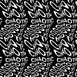 chaotic word warped, distorted, repeated, and arranged into seamless pattern background. high quality illustration. modern wavy text composition for background or surface print. typography.
