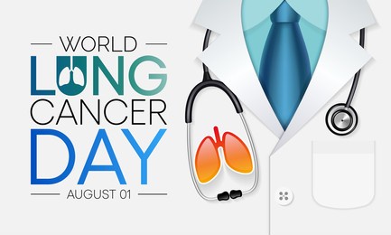 world lung cancer day is observed every year on august 1st, it is cancer that starts in the lungs. when a person has cancer, they have abnormal cells that cluster together to form a tumor. vector art