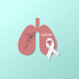 lung cancer awareness month vector illustration of lung with white ribbon.
