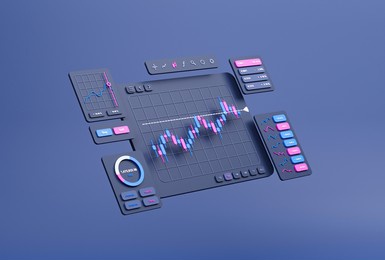 financial business investment stock market forex crypto currency trading candlestick data profits analysis chart graph interface display technology, stock chart concept, 3d rendering.