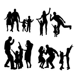 vector silhouette of family on a white background. 