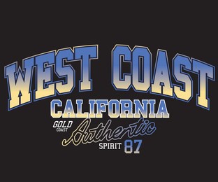 west coast college look print for tee. california city print design.