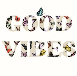 good vibes hippie slogan with butterfly illustrations for t shirt print design or the uses. 