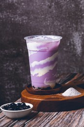 taro milk tea with tapioca pearl