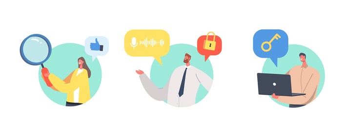 kyc, know your customer concept, business verifying of clients identity and assessing their suitability, tiny businesspeople characters learning customer profile. cartoon people vector illustration