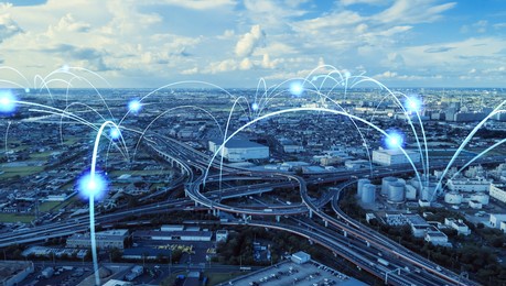 transportation and technology concept. its (intelligent transport systems). mobility as a service.