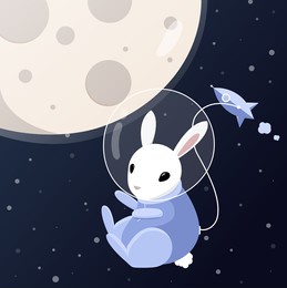 about space bunny vector illustration