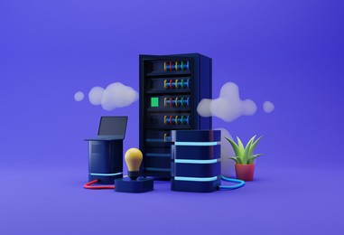 data server illustration, 3d rendering