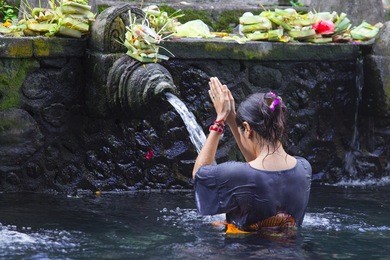 holy spring water tirta empul hindu temple , bali indonesia