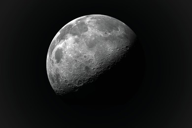 vector realistic moon in the dark sky.