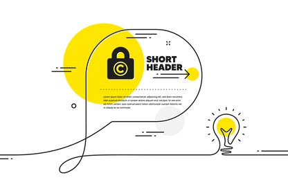 copyright locker icon. continuous line idea chat bubble banner. copywriting sign. private information symbol. copyright locker icon in chat message. talk comment light bulb background. vector