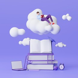 online education and school at home concept. 3d render.