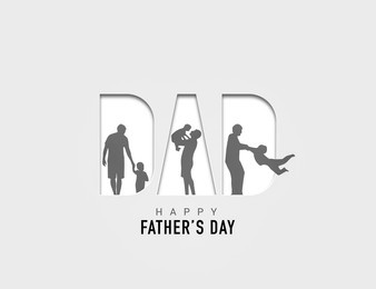 happy father's day paper cut card template background of dad with child son. modern 3d papercut decoration for father gift or family holiday celebration. best dad forever. white background.