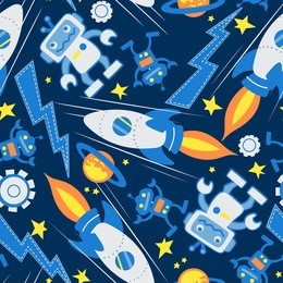 space robot seamless pattern in space .