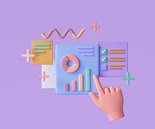 online marketing, financial report chart, data analysis, and web development concept. 3d render illustration