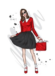 beautiful girl in stylish clothes and glasses. fashion and style, clothing and accessories.