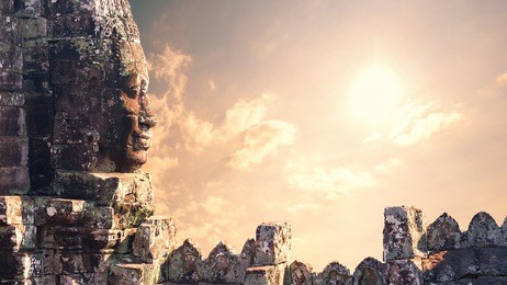 angkor wat cambodia. bayon temple in angkor thom historical place