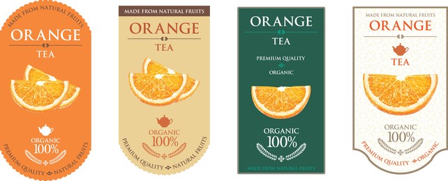set of vector label with orange tea.