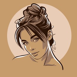 beautiful girl portrait. cartoon style. digital sketch hand drawing vector. illustration.