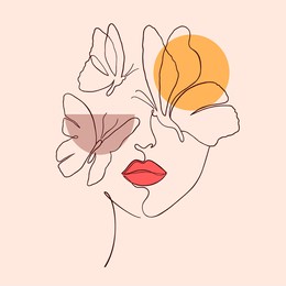 poster with minimal woman face on white background.
