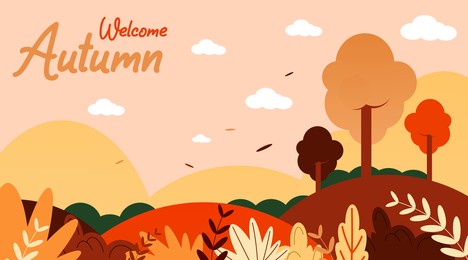 welcome autumn background illustration vector. welcome autumn web banner and flyer