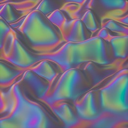 3d illustration of holographic chromium glitched surface. iridescent abstract background.