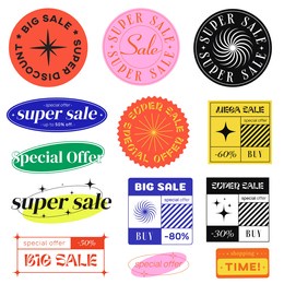 set of sale stickers vector signs. special offer labels. modern promo elements.