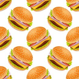 seamless background with cartoon style hamburgers