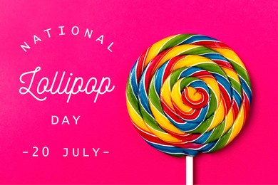 national lollipop day, text on image, colorful background with lollipop