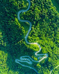 aerial photography of a mountain road.
