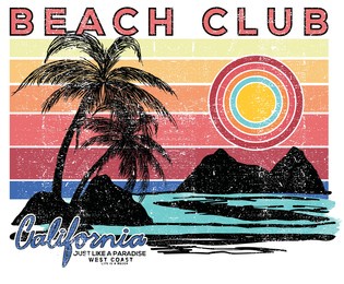beach mountain retro graphic design. summer paradise print for fashion. island vacation vector illustration.