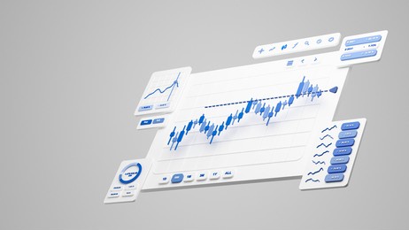 financial business investment stock market forex crypto currency trading candlestick data profits analysis chart graph interface display technology, stock chart concept, 3d rendering.